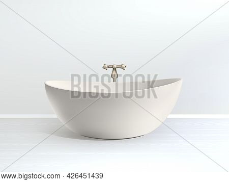 Bathroom Interior Poster Bath In A Modern Style Bathroom With Golden Accessories Vector Illustration