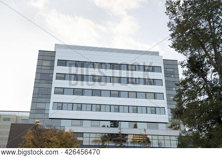Low Angle View Of A Glass Building At Tacoma, Wasington