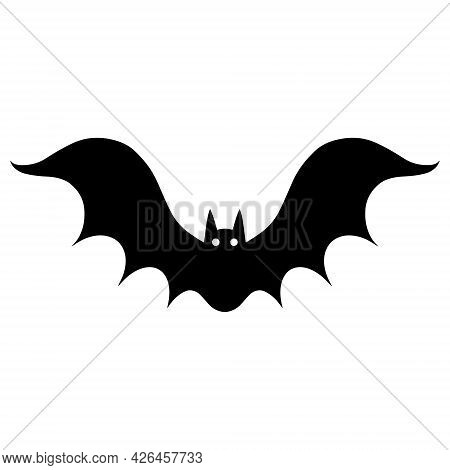 Bat Vector Icon. Isolated Illustration On A White Background. Black Silhouette Of A Predator. Hand D