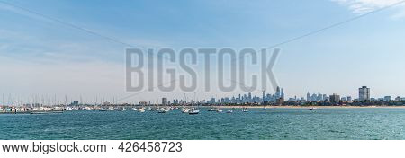 Melbourne, Victoria / Australia - 11/01/2019 St Kilda Beach Is A Beach Located In St Kilda, Port Phi