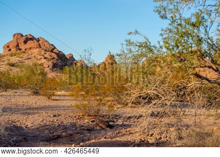 View of the mountains at Papago Park In Phoenix, Arizona