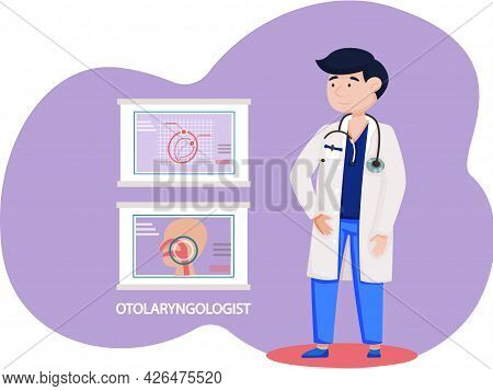 Otolaringologyst Takes Care Of People S Health In Hospital. Doctor Study Illness Provide First Aid, 