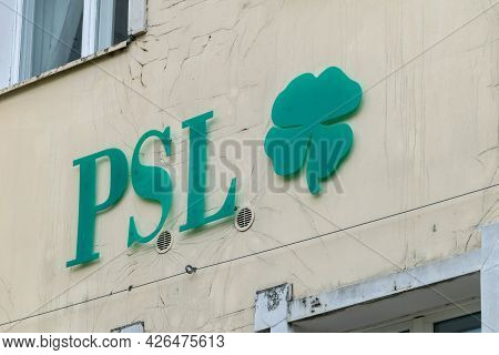 Zielona Gora, Poland - June 1, 2021: Sign And Logo Of Psl. Psl Is Polish People's Party (polish: Pol