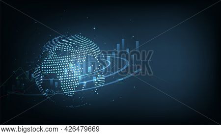 Business Candle Stick Graph Chart Of Stock Market Investment Trading.world Map And Graph Chart Of St