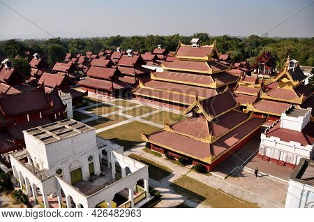 Ancient Ruins Building Of Mandalay Palace The Last Burmese Monarchy Royal Residency For Majesty On M