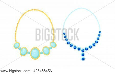 Necklace As Jewellery Or Jewelry Item And Personal Adornment Vector Set