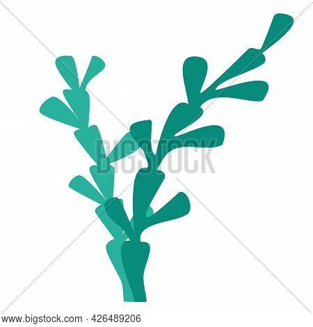 Seaweed Two Shades Green Silhouette Logo, Icon On White Background