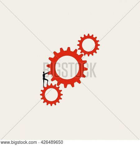Business Process Automation Vector Concept. Symbol Of Cooperation, Workflow, Progress. Minimal Illus