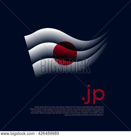 Japan Flag. Stripes Colors Of The Japanese Flag On A Dark Background. Vector Stylized Design Nationa