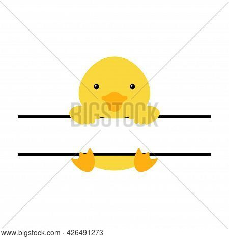 Cute Duck Split Monogram. Funny Cartoon Character For Shirt, Scrapbooking, Print, Greeting Cards, Ba