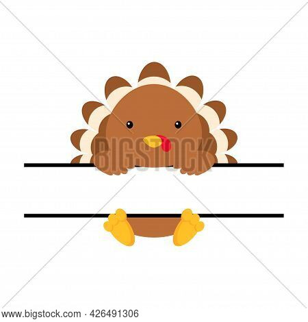 Cute Turkey Split Monogram. Funny Cartoon Character For Shirt, Scrapbooking, Print, Greeting Cards, 