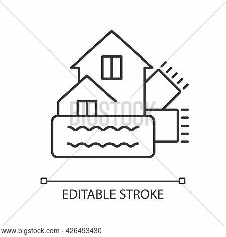 Weatherization Linear Icon. Weatherproofing Building. House Heat And Climate Control. Thin Line Cust