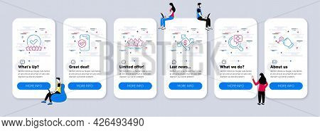 Business Icons Set. Ui Phone App Screens With Teamwork. Included Icon As Approved Phone, Rating Star