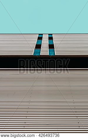 Madrid, Spain - March 7, 2021: Modern Social Housing In Ecobulevar Area Of Vallecas District. Abstra
