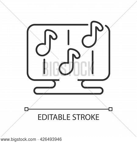 Rhythm Games Linear Icon. Special Game Of Music Theamed Genre. Thin Line Customizable Illustration. 