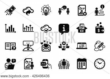 Vector Set Of Education Icons Related To Cloud Computing, Time And Fast Payment Icons. Calendar, Mes