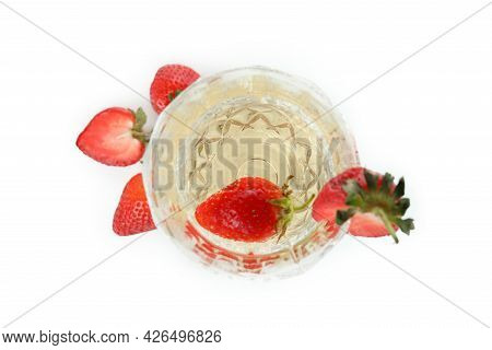 Glass With Rossini Cocktail Isolated On White Background