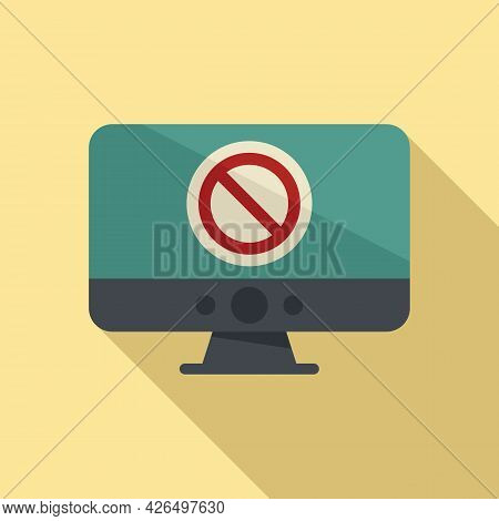 Blocked Pc Icon Flat Vector. Access Block. Computer Account