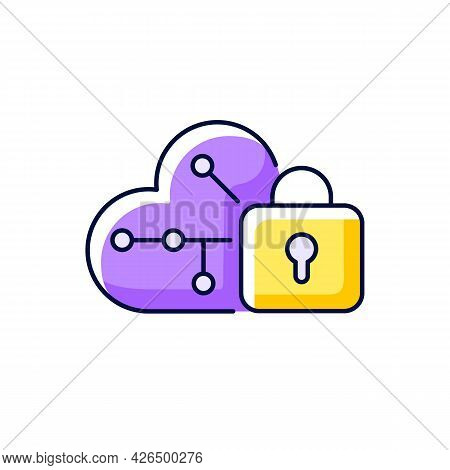 Cloud Encryption Purple Rgb Color Icon. Isolated Vector Illustration. Transforming User Data Using E