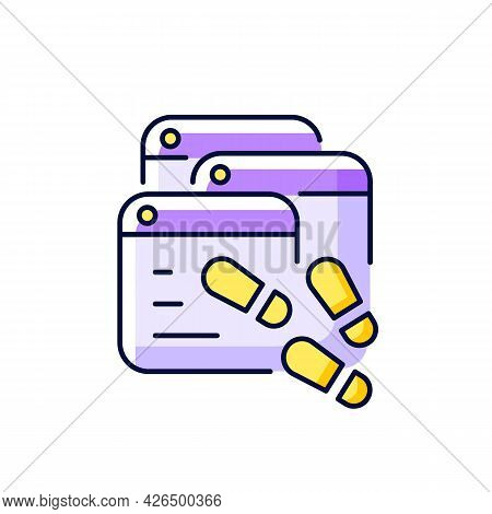 Digital Trail Purple Rgb Color Icon. Isolated Vector Illustration. Data Footprints. Collecting Priva