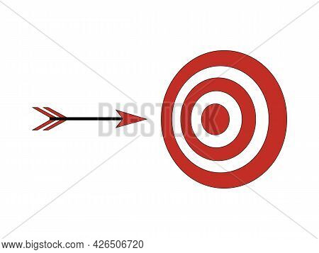 Arrow Flies To Target. Achieve Goals, Strategy, Tactics. Arrow Target Icon. Can Be Used As Sign, Sym