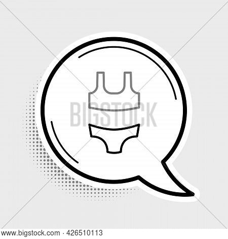 Line Summer Beach Swimsuit Icon Isolated On Grey Background. Beach Women Fashion. Colorful Outline C
