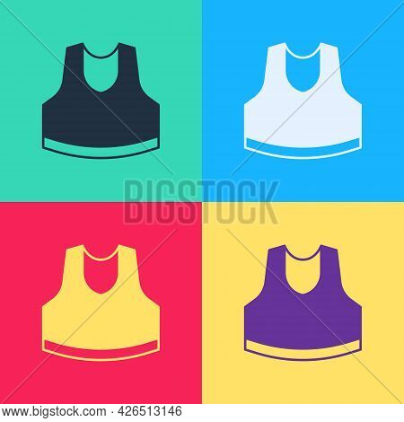 Pop Art Undershirt Icon Isolated On Color Background. Vector