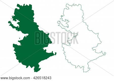 Bharatpur District (rajasthan State, Republic Of India) Map Vector Illustration, Scribble Sketch Bha
