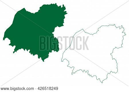 Bikaner District (rajasthan State, Republic Of India) Map Vector Illustration, Scribble Sketch Bikan