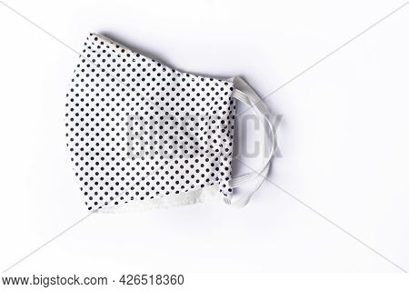 Cute Fabric Mask Dots Pattern Equipment For Protection Virus And Safety Put On Isolated Background