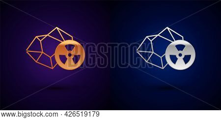 Gold And Silver Radioactive Icon Isolated On Black Background. Radioactive Toxic Symbol. Radiation H
