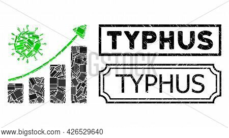 Mosaic Coronavirus Growing Trend Organized From Rectangular Elements, And Black Grunge Typhus Rectan