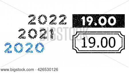 Mosaic 2020 - 2022 Years Organized From Rectangle Items, And Black Grunge 19.00 Rectangle Badge With
