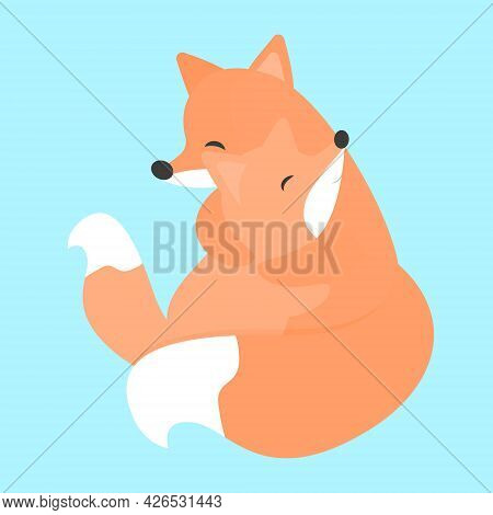 Cute Cartoon Family Mom And Little Baby Fox.
