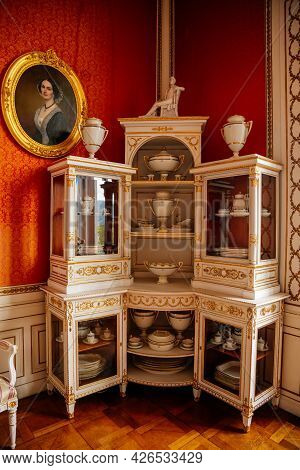 Velke Brezno, Czech Republic, 26 June 2021: Chateau Velke Brezno, Castle Interior With Baroque Furni