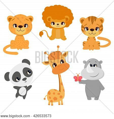 Set Animals Lion Leopard Tiger Rhino Giraffe
