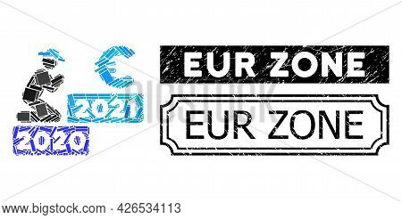 Mosaic Gentleman Pray Euro 2021 Organized From Rectangle Elements, And Black Grunge Eur Zone Rectang