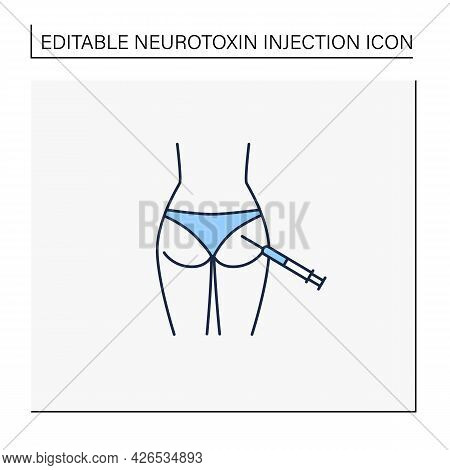 Cosmetic Injection Line Icon.injection Into Buttocks.correction, Lifting Of Buttock. Surgery. Beauty