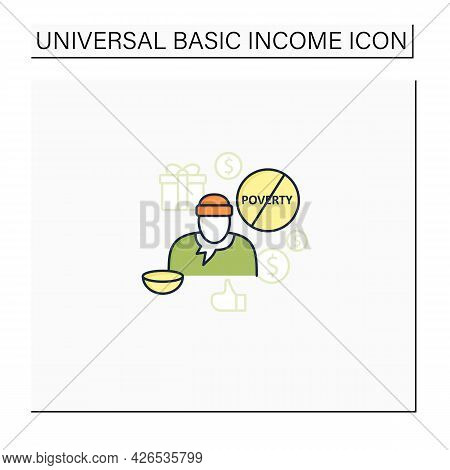 Ending Poverty Color Icon. Rise In Living Standards. Improving Living Conditions. Universal Basic In