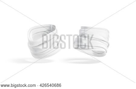 Blank White Folded Neck Gaiter Mockup, Half-turned View, Side Back, 3d Rendering. Empty Protective B