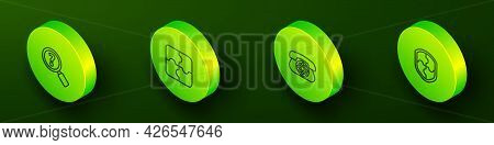 Set Isometric Line Unknown Search, Piece Of Puzzle, Telephone And Shield Icon. Vector