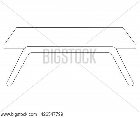 Breakfast Table - Vector Linear Illustration With Editable Outline For Coloring. Outline. Table For 