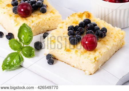Cottage Cheese Casserole With Berries. Сurd Pie.