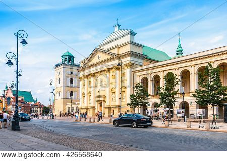 Warsaw, Poland, 20 July 2019. City Center With The Building Of The Central Library In Front.