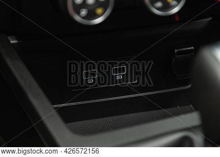 Novosibirsk, Russia - June 29, 2021: Renault Arkana, Close-up Of Black Of Usb  On Car Panel, No Trad