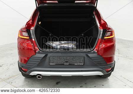 Novosibirsk, Russia - June 29, 2021: Renault Arkana, Rear View Of A Car With An Open Trunk. Exterior