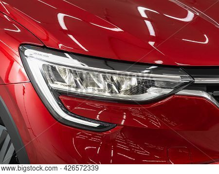 Novosibirsk, Russia - June 29, 2021: Renault Arkana, Exterior Detail . Close Up  Of Modern  Car Xeno