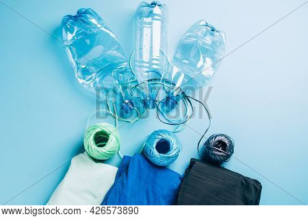 Polyester Fiber Synthetic Fabrics Eco-friendly Textile Recycled Recyclable Plastic Bottles. Reuse Re