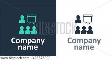 Logotype Training, Presentation Icon Isolated On White Background. Logo Design Template Element. Vec