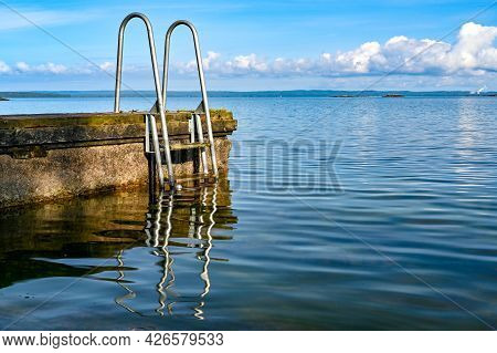 Jetty With Bathing Ladder In Lake Vattern Sweden